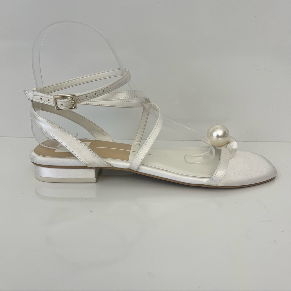 Dolce Vita White Satin Pearl Strappy Flat Sandals Bridal Wedding Size 8.5 - Picture 13 of 13